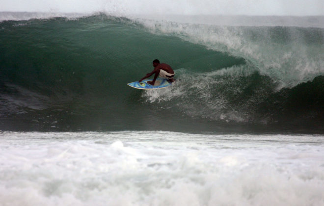 Surfer in action